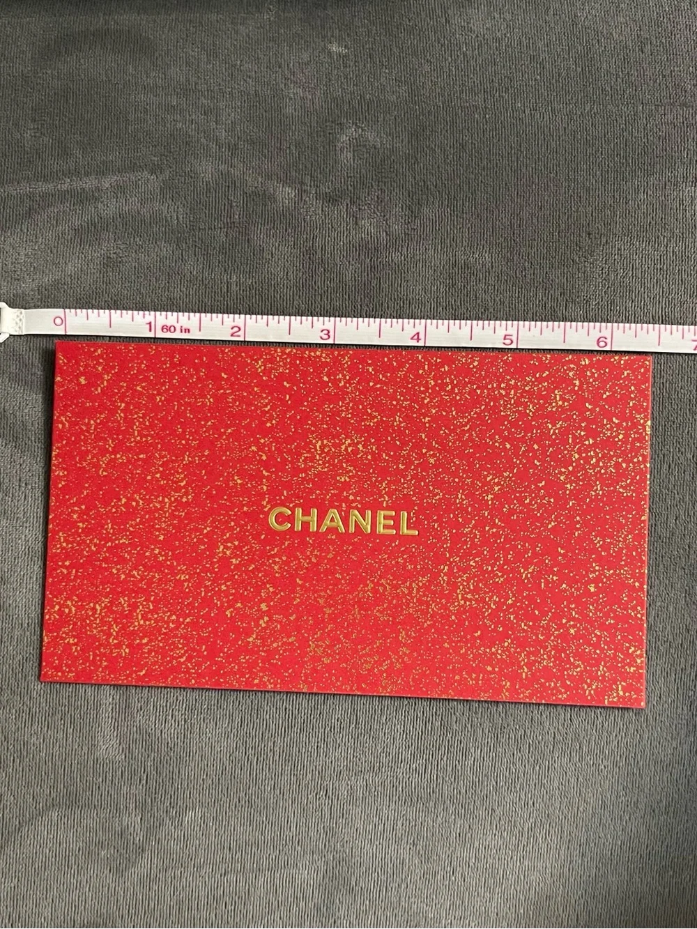 CHANEL Red Glitter Envelope with Gold CC Logo
